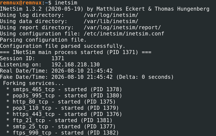 INetSim on Remnux